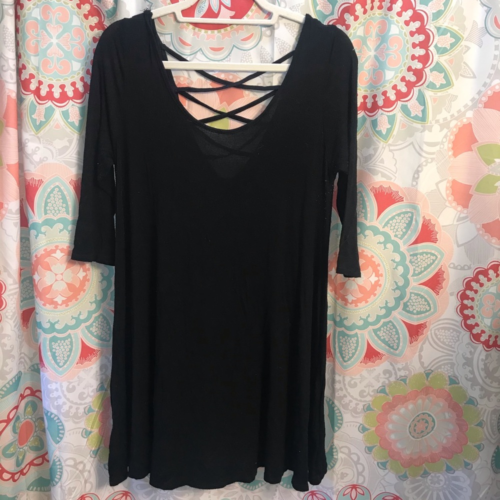 Black open back dress